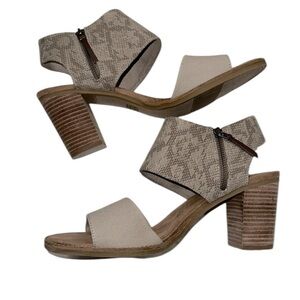 Toms Chic Snake Print Block Heel Sandals size 12